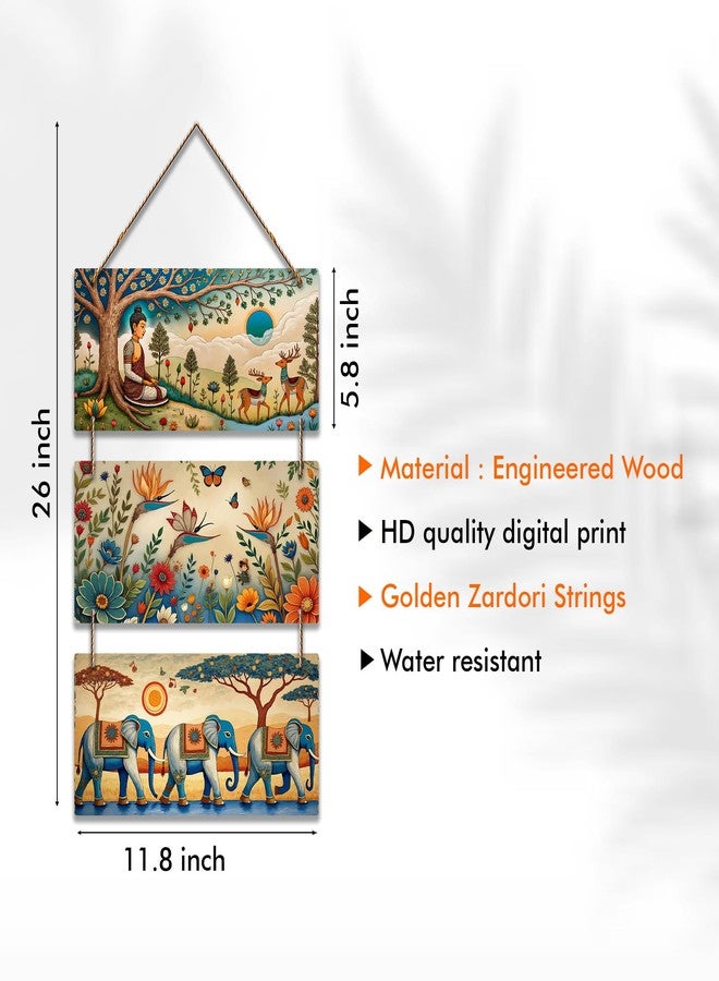 Artvibes Tranquility of Buddha & Nature Wooden Wall Haning for Living Room | Spiritual Decor Items | Wall Art Painting For Hall | Wall Paintings | Handcrafted Art | Wall Poster | Gift Items (WH_9441N) - Image 5